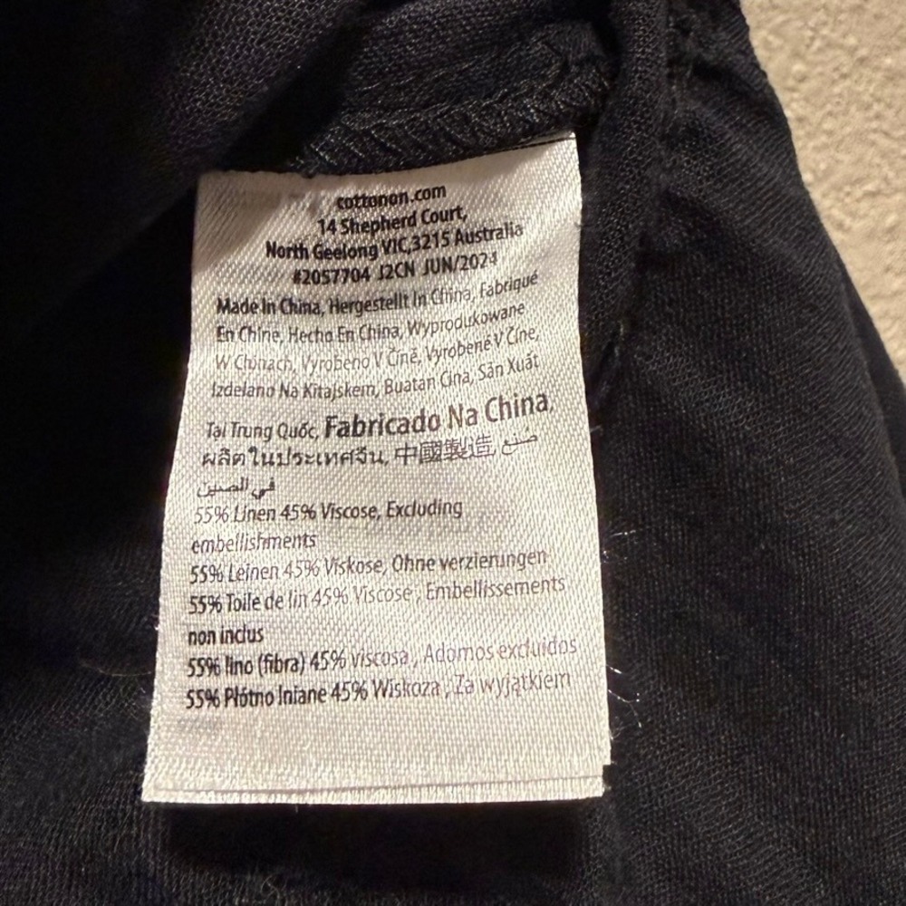 Cotton On Tiered Maxi Skirt Women 0 Black Linen Blend Boho Flowy Drawstring - Picture 4 of 6